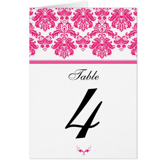 Numéro d'assise de la table de Damas rose chaud (Devant)