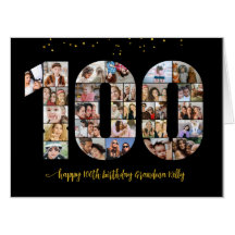 Numéro de 100e anniversaire Collage de photos Noir