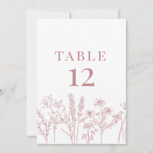Numéro de carte de Fleur sauvage Boho rose