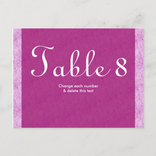 Numéro de carte de table mariage Carte postale (Devant)