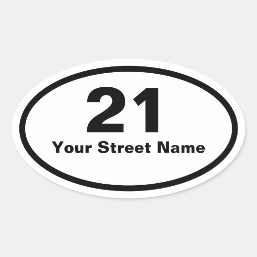 Numéro de la boîte Nom de rue Sticker ovale (Devant)