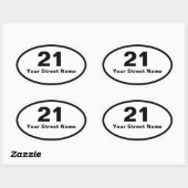 Numéro de la boîte Nom de rue Sticker ovale (Feuille)