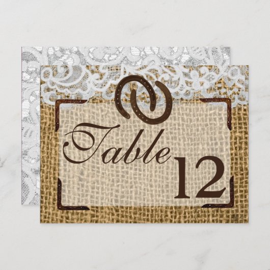 Numéro de la carte Chaussures de cheval sur Burlap (Devant / Derrière)