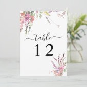 Numéro de la carte du Mariage Floral Fleur sauvage (Debout devant)