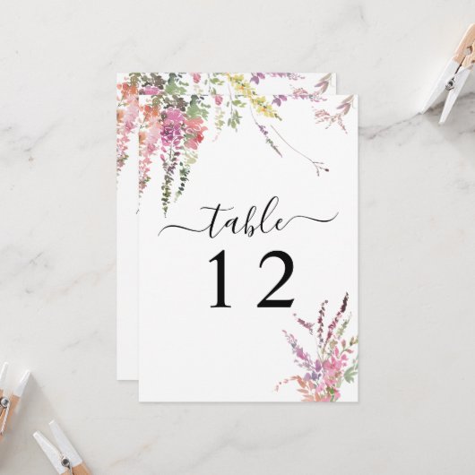 Numéro de la carte du Mariage Floral Fleur sauvage (Devant/Arrière en situation)