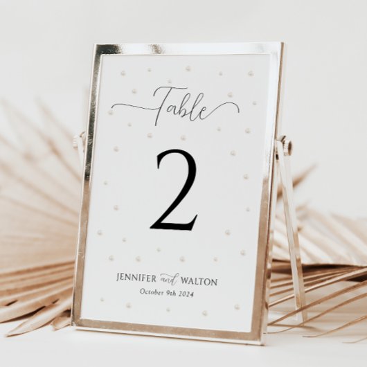 Numéro de la table de Mariage des perles blanches