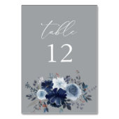 Numéro de la table florale bleu et marine - gris 2 (Dos)