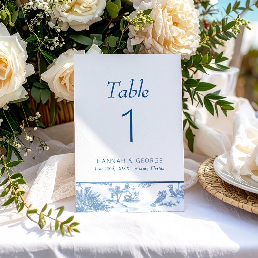 Numéro de la table Mariage Blue Coastal Toile