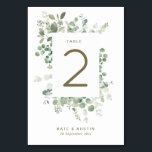 Numéro de la table mariage de l'eucalyptus aquarel<br><div class="desc">aquarelle feuillage eucalyptus et cadre géométrique.</div>