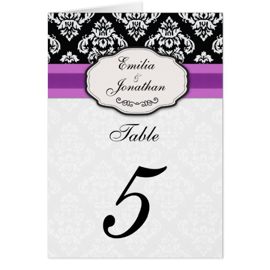 Numéro De Siège De Table Damas Avec Violet (Devant)