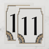 Numéro de table 11 en or Art déco élégant (Devant / Derrière)