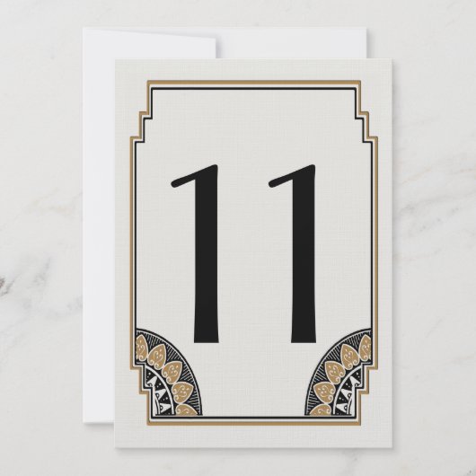 Numéro de table 11 en or Art déco élégant (Devant)