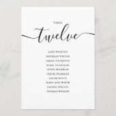 Numéro de table 12 élégant écriture noire Plan de  (Dos)