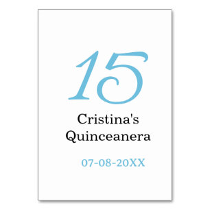Numéro De Table 15e anniversaire de quinceanera bleu noir lettre n