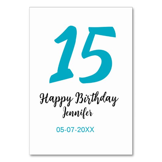 Numéro De Table 15e anniversaire quiencenera ajouter date année te (Par défaut)