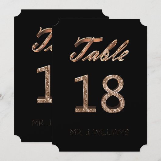 Numéro de table 18 Carte d'accompagnement élégante (Devant / Derrière)