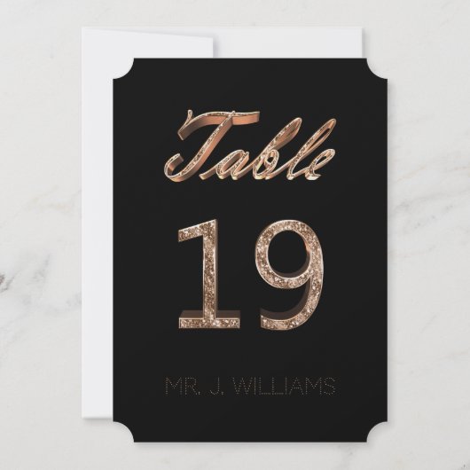 Numéro de table 19 Carte d'accompagnement élégante (Dos)