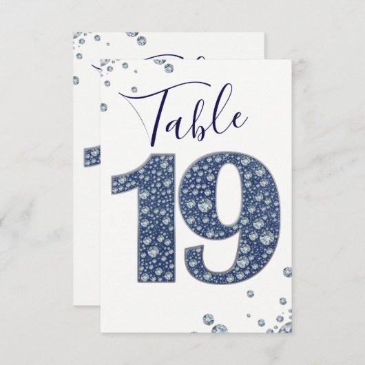 Numéro de table 19 Denim & Diamonds Bling Sparkle (Devant / Derrière)