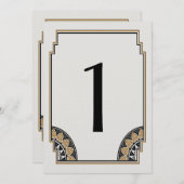 Numéro de table 1 Art Déco doré élégant (Devant / Derrière)
