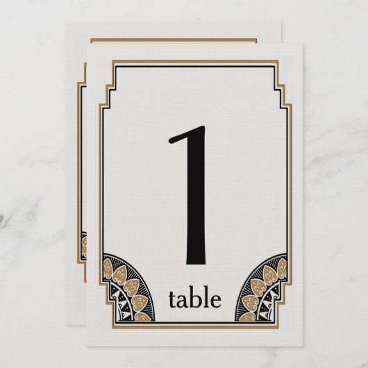 Numéro de table 1 Posh Or Art Déco (Devant / Derrière)