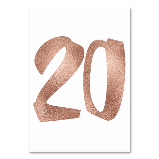 Numéro De Table 20 Numéro de tableau Blanc Métallic Rose Or (Dos)