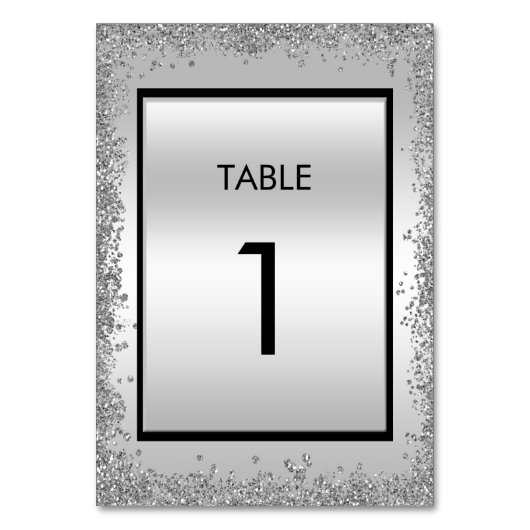 Numéro De Table 25e Anniversaire de Mariage Pailleté Argent et Noi (Par défaut)