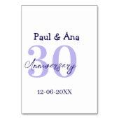 Numéro De Table 30th anniversary purple bold letter name simple re (Dos)