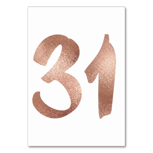 Numéro De Table 31 Numéro de tableau Blanc Métallique Rose Or (Dos)
