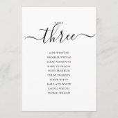 Numéro de table 3 élégant écriture noire Plan de t (Dos)