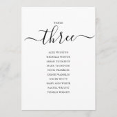 Numéro de table 3 élégant écriture noire Plan de t (Devant)