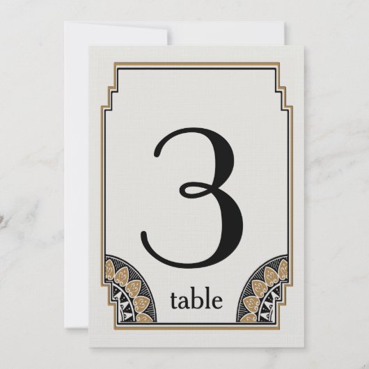 Numéro de table 3 Posh Or Art Déco (Dos)