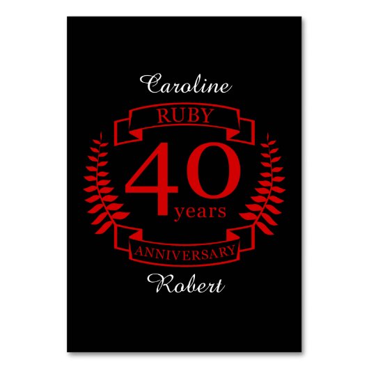 Numéro De Table 40e ANNIVERSAIRE Mariage RUBY (Par défaut)