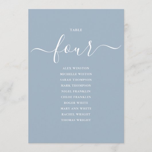 Numéro de table 4 de plan de table écriture Bleu P (Devant)