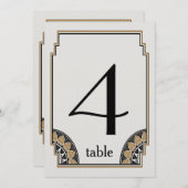 Numéro de table 4 en or Art Déco (Devant / Derrière)