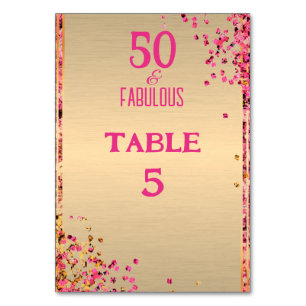 Numéro De Table 50 & Fabuleux Gold Pink Glittery 50e anniversaire