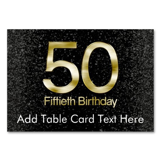 Numéro De Table 50e anniversaire, Elegant Black Gold Glam (Devant)