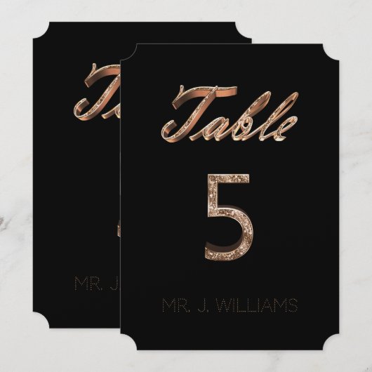 Numéro de table 5 Carte d'accompagnement élégante  (Devant / Derrière)