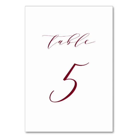 Numéro de table 5 de mariage en écriture minimalis (Dos)