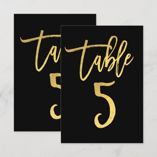 Numéro de table 5 écriture moderne élégante feuill (Devant / Derrière)