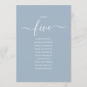 Numéro de table 5 Graphique de placement en écritu (Dos)