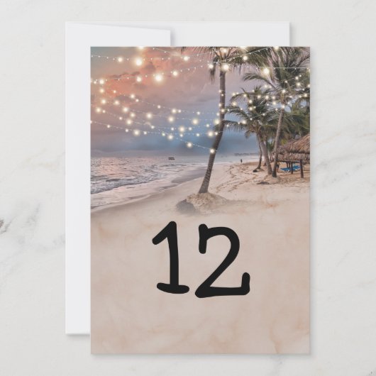 Numéro de table 5x7 Lumières de plage tropicale (Devant)