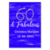 Numéro De Table 60 & fabuleux anniversaire bleu argent ajouter nom (Dos)