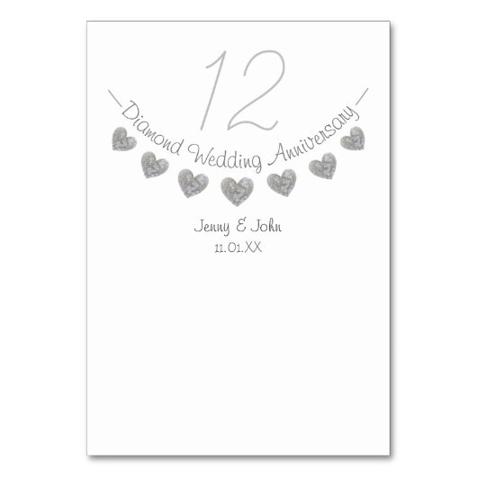 Numéro De Table 60e anniversaire du mariage du coeur de diamant (Dos)