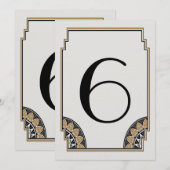 Numéro de Table 6 Art Déco Or Élégant (Devant / Derrière)
