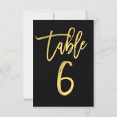 Numéro de table 6 élégant en feuille d'or moderne (Devant)