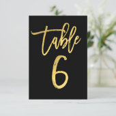 Numéro de table 6 élégant en feuille d'or moderne (Debout devant)
