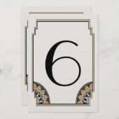 Numéro de table 6 en or Art Déco (Devant / Derrière)