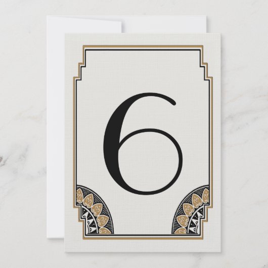 Numéro de table 6 en or Art Déco (Devant)