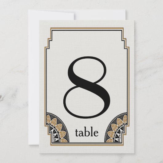 Numéro de table 8 en or Art Déco (Devant)