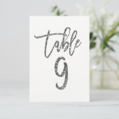 Numéro de table 9 à paillettes argentées écriture (Debout devant)